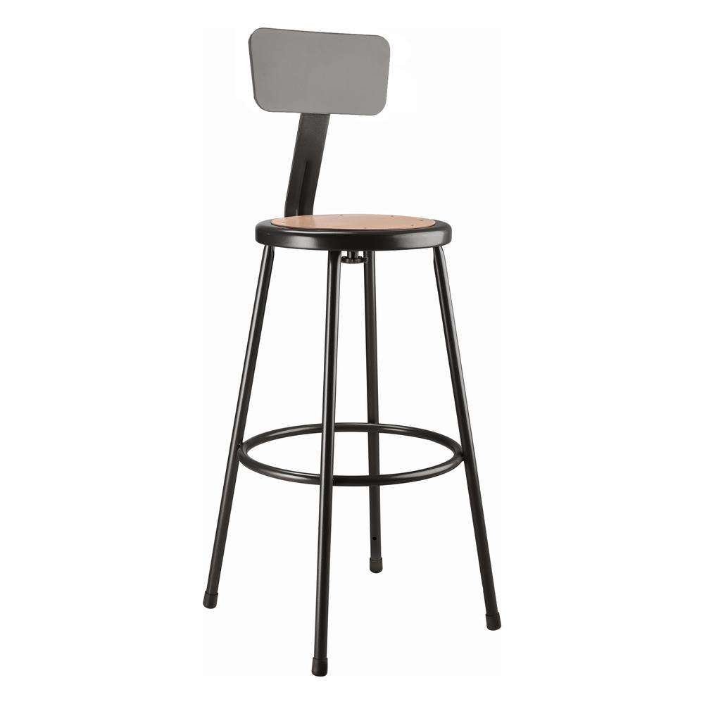 NPS® 30" Heavy Duty Steel Stool With Backrest, Black