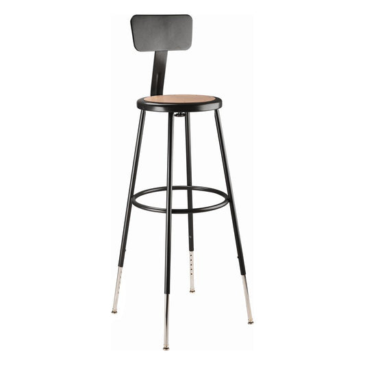 NPS® 32 -39" Height Adjustable Heavy Duty Steel Stool With Backrest, Black