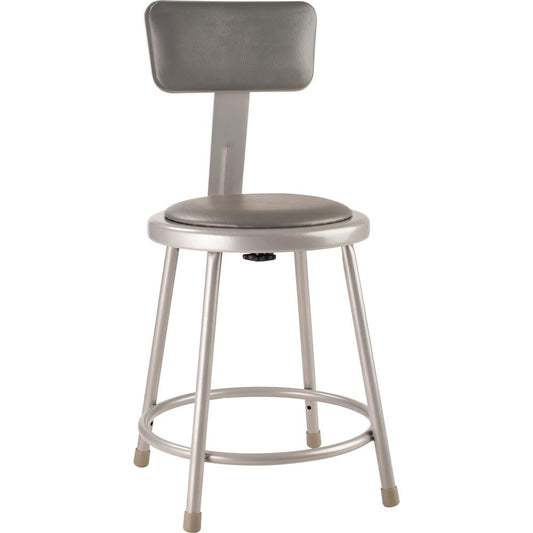 NPS® 18"Heavy Duty Vinyl Padded Steel Stool With Backrest, Grey