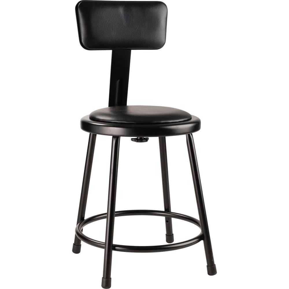 NPS® 18"Heavy Duty Vinyl Padded Steel Stool With Backrest, Black