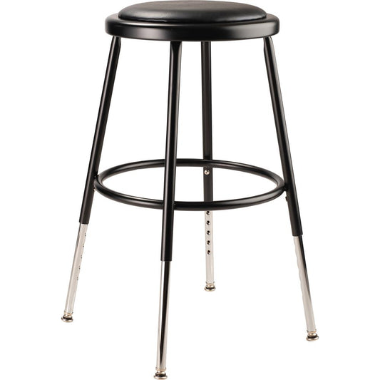 NPS® 19"-27" Height Adjustable Heavy Duty Vinyl Padded Steel Stool, Black