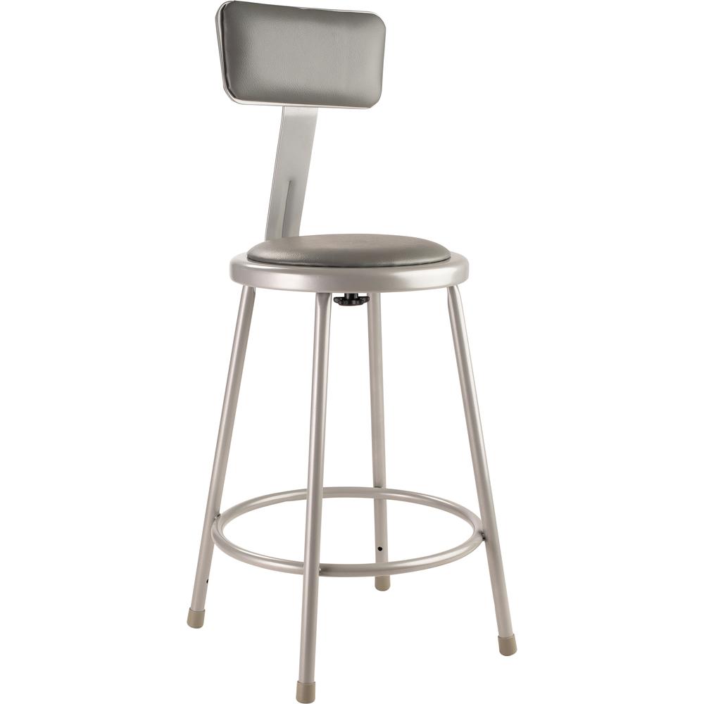 NPS® 24"Heavy Duty Vinyl Padded Steel Stool With Backrest, Grey