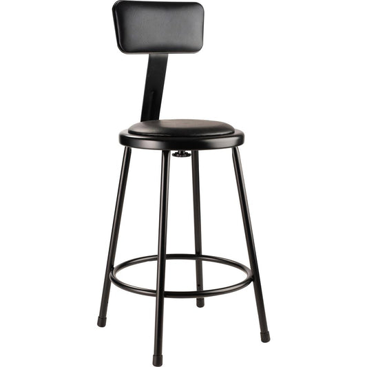 NPS® 24"Heavy Duty Vinyl Padded Steel Stool With Backrest, Black