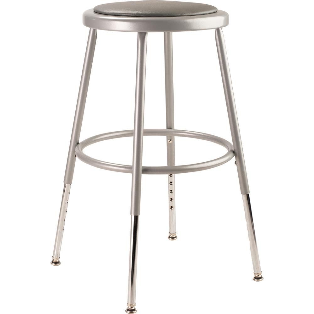 NPS® 25"-33" Height Adjustable Heavy Duty Vinyl Padded Steel Stool, Grey