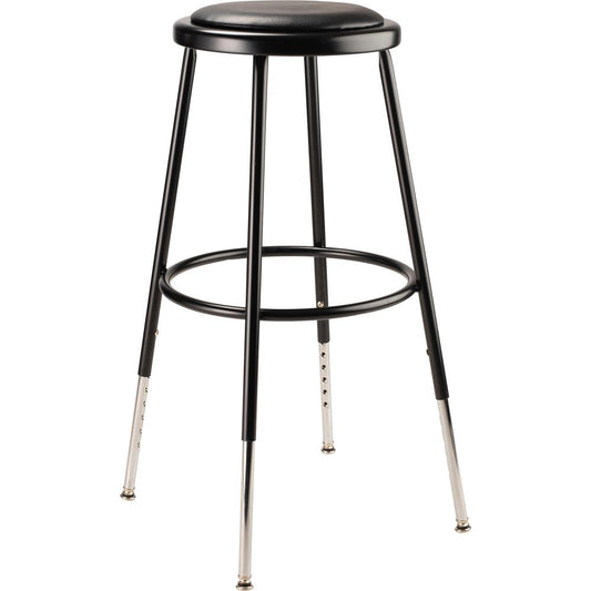 NPS® 25"-33" Height Adjustable Heavy Duty Vinyl Padded Steel Stool, Black