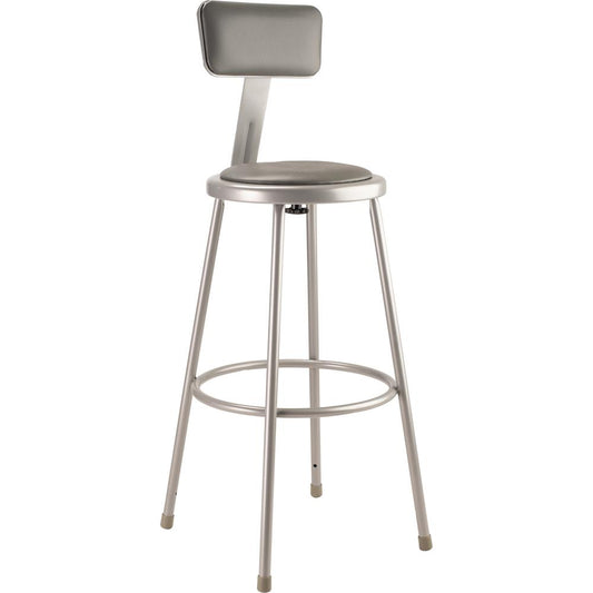 NPS® 30"Heavy Duty Vinyl Padded Steel Stool With Backrest, Grey