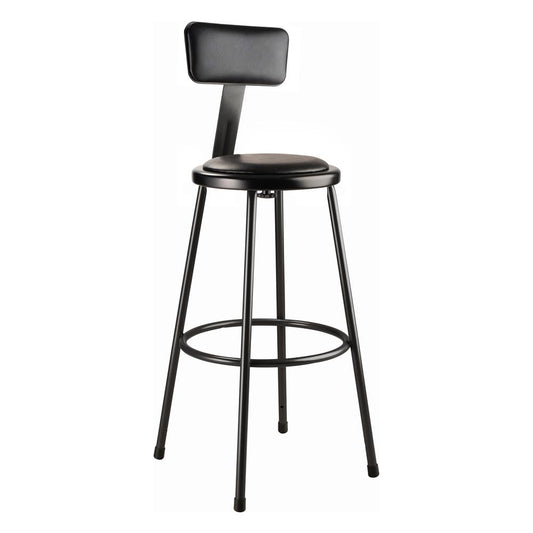 NPS® 30" Heavy Duty Vinyl Padded Steel Stool With Backrest, Black