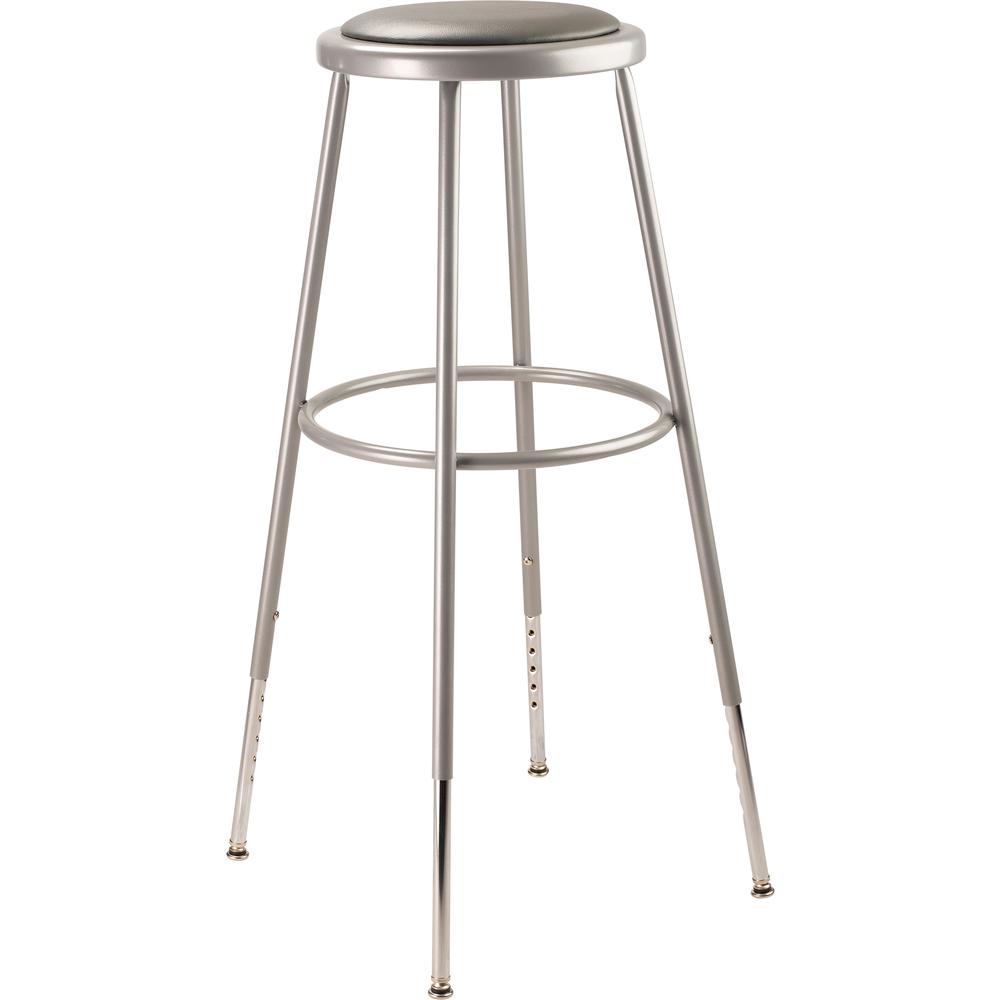 NPS® 32"-39" Height Adjustable Heavy Duty Vinyl Padded Steel Stool, Grey