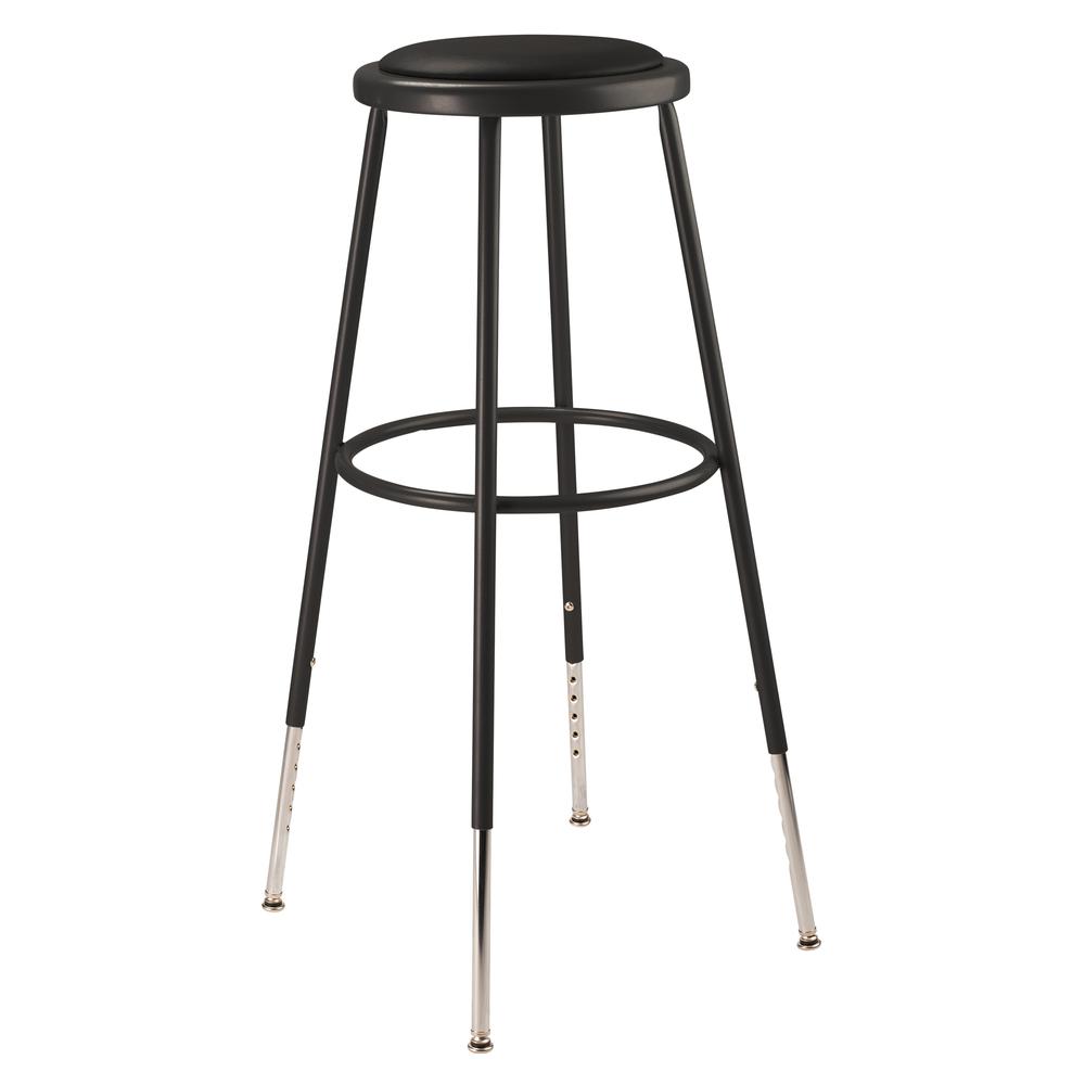 NPS® 32 -39" Height Adjustable Heavy Duty Vinyl Padded Steel Stool, Black