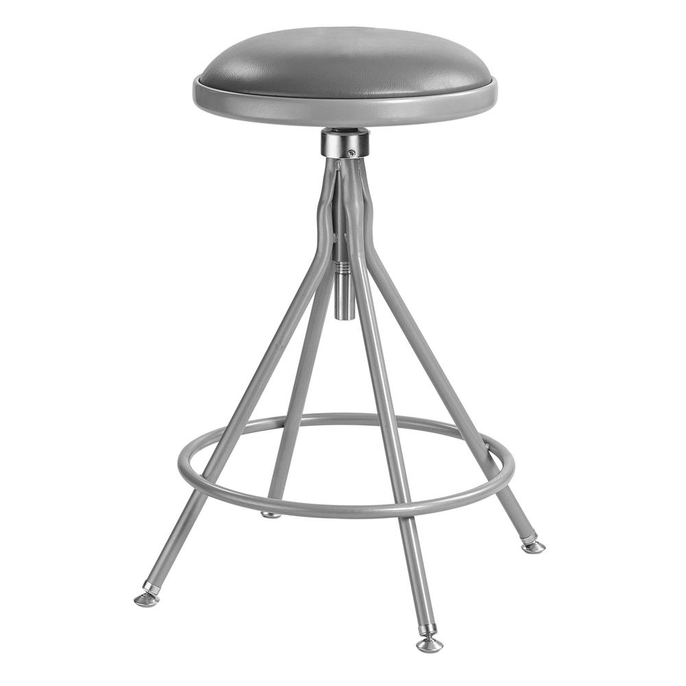 NPS® 24 -30" Height Adjustable Heavy Duty Vinyl Padded Swivel Steel Stool, Grey