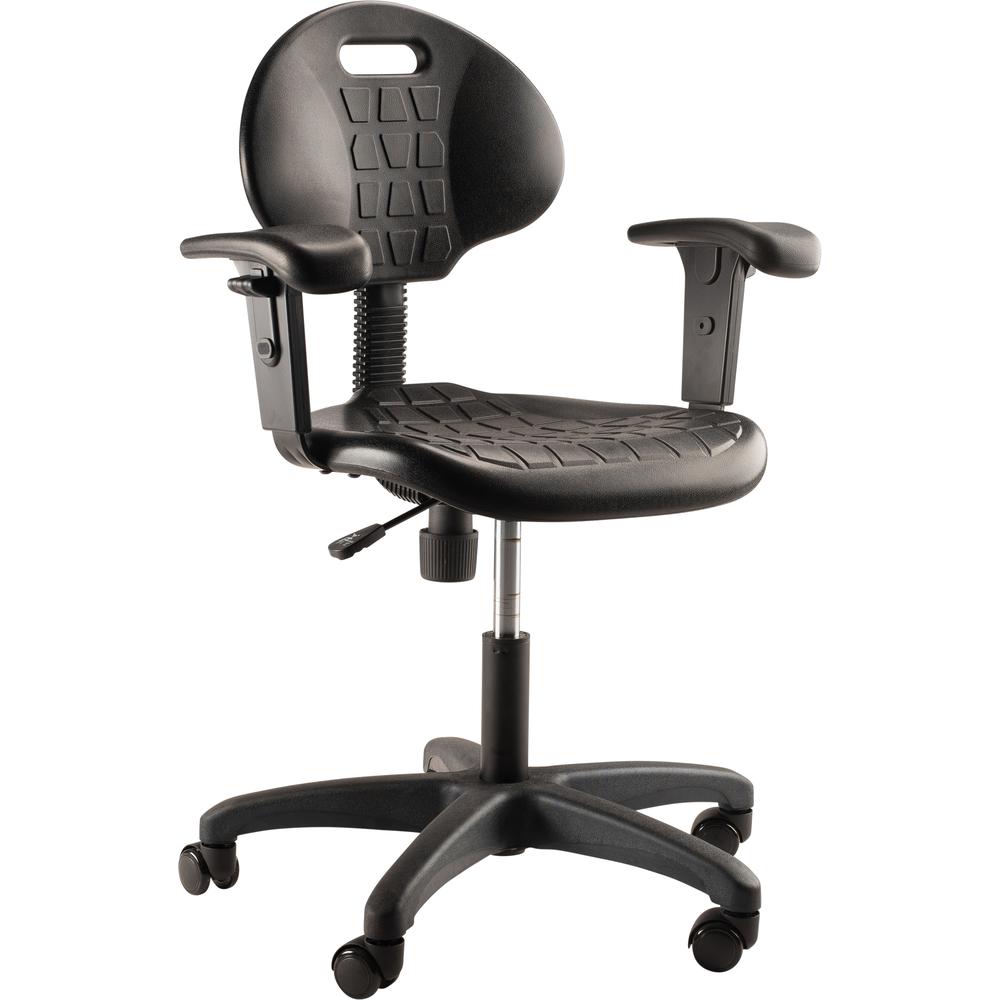 NPS® Polyurethane Task Chair with Arms, 16"-21" Height, Black