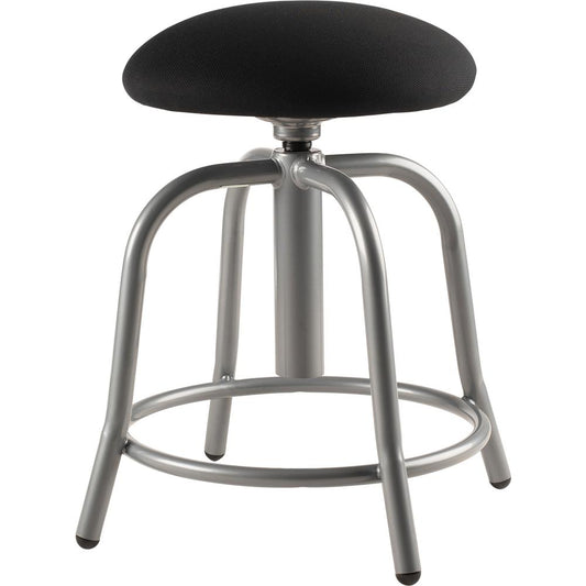 NPS® 18"-25" Height Adjustable Designer Stool, 3" Fabric Padded Black Seat, Grey Frame