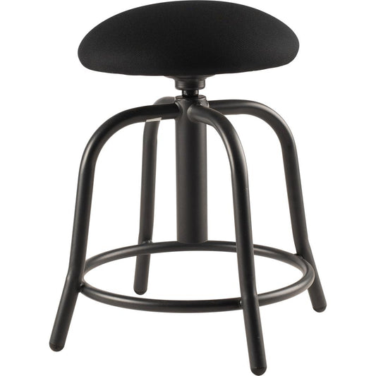 NPS® 18"-25" Height Adjustable Designer Stool, 3" Fabric Padded Black Seat, Black Frame