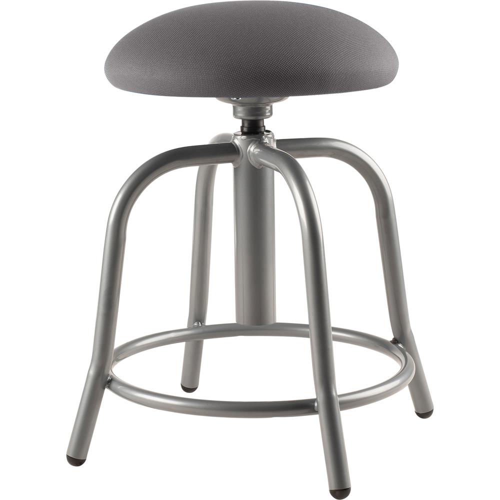 NPS® 18"-25" Height Adjustable Designer Stool, 3" Fabric Padded Charcoal Seat, Grey Frame