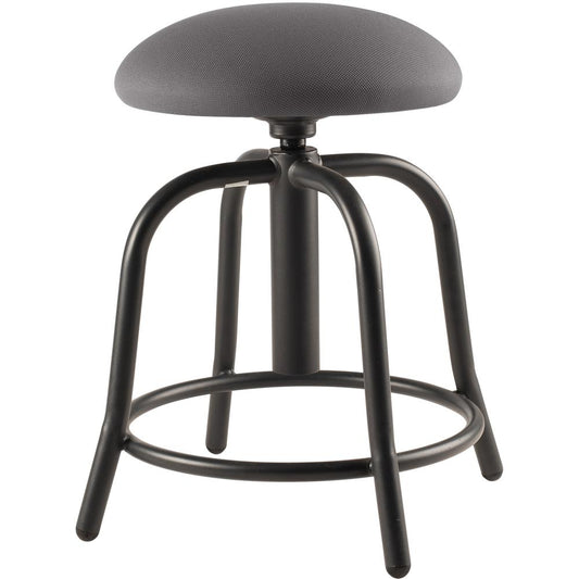 NPS® 18"-25" Height Adjustable Designer Stool, 3" Fabric Padded Charcoal Seat, Black Frame