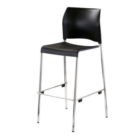 NPS® Cafetorium Bar Stool, Plastic Seat, Black