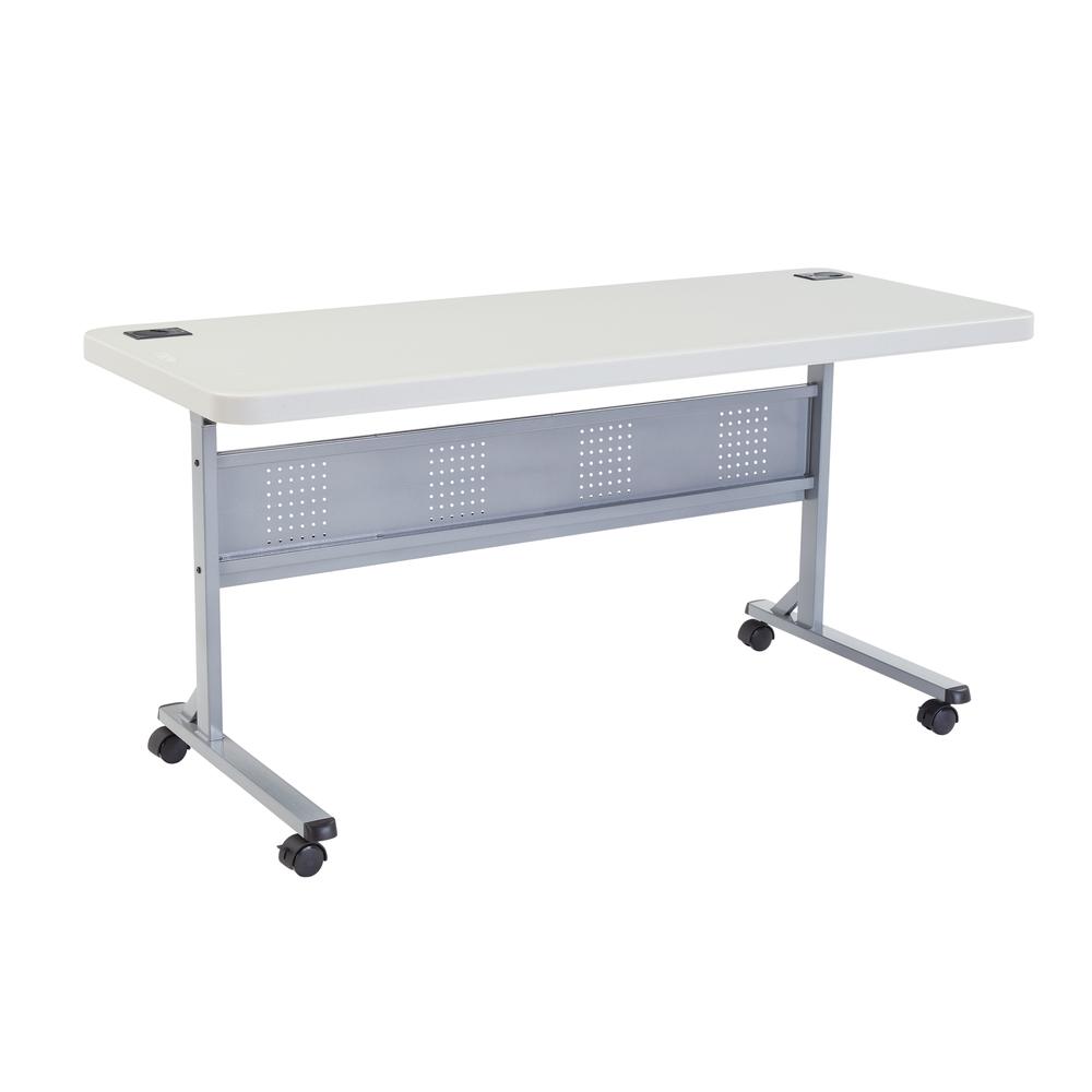 NPS¬Æ 24" x 60" Flip-N-Store Training Table, Speckled Grey