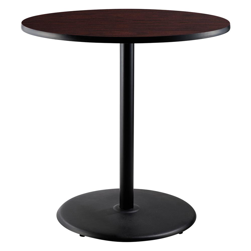 NPS® Café Table, 36" Round, Round Base, 42" Height, Particleboard Core/T-Mold, Brown