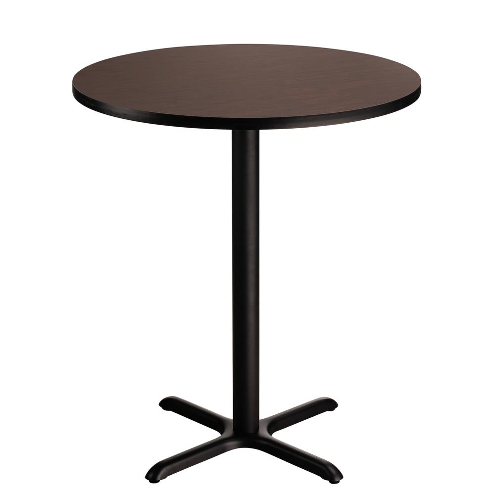 NPS® Café Table, 36" Round, "X" Base, 42" Height, Particleboard Core/T-Mold, Brown