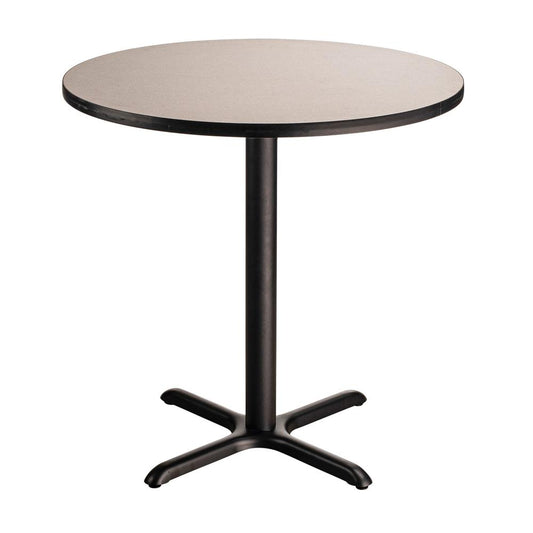 NPS® Café Table, 36" Round, "X" Base, 36" Height, Particleboard Core/T-Mold - Grey