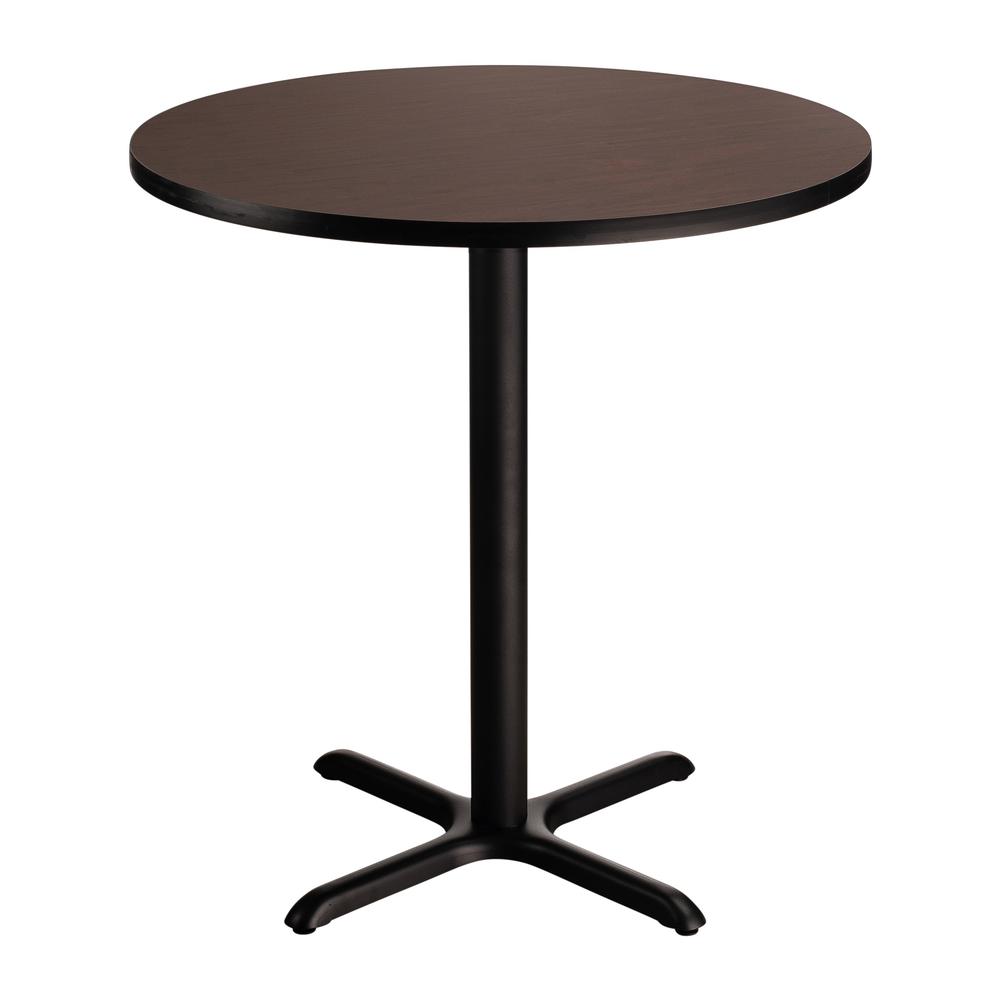 NPS® Café Table, 36" Round, "X" Base, 36" Height, Particleboard Core/T-Mold, Brown