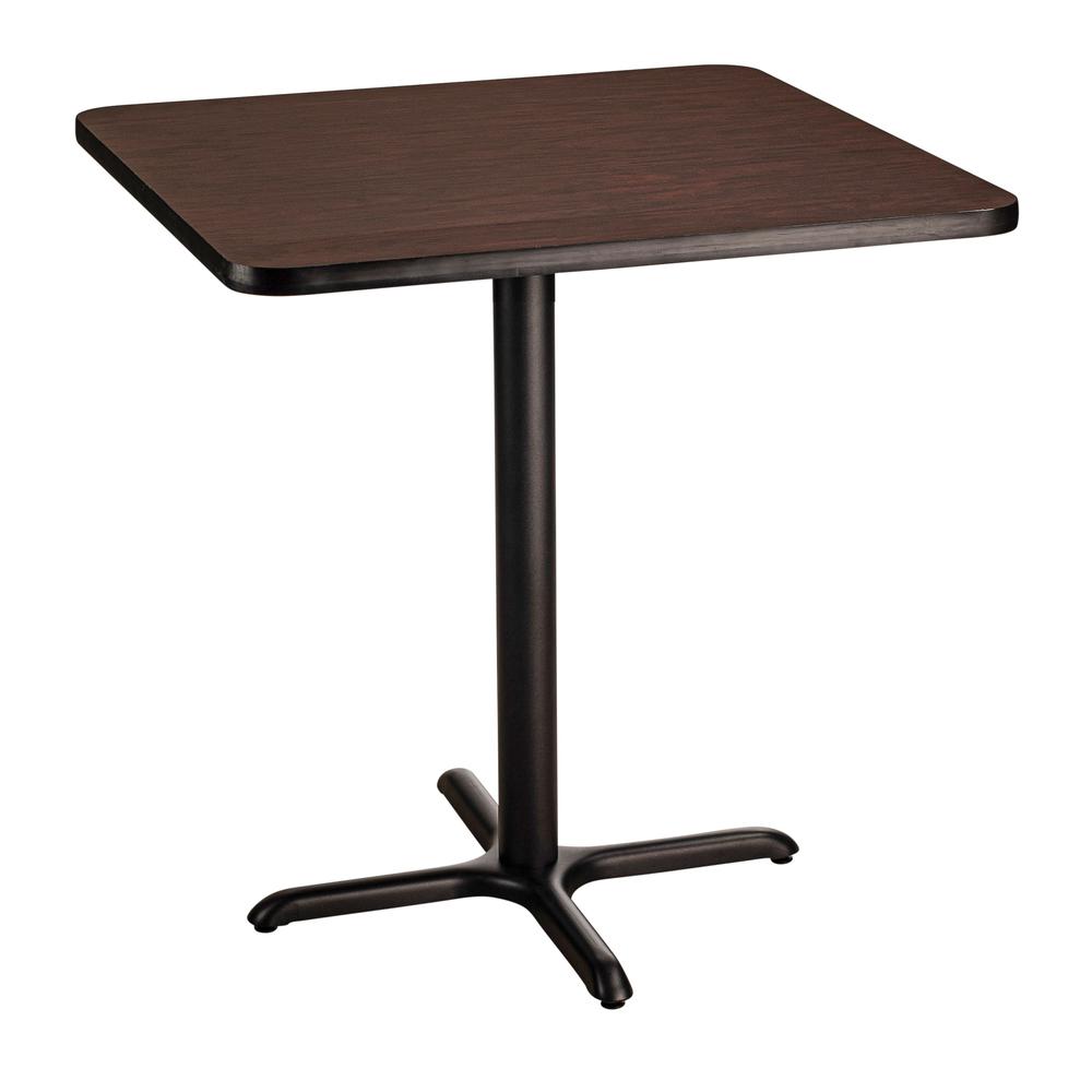 NPS® Café Table, 36" Square, "X" Base, 36" Height, Particleboard Core/T-Mold, Brown