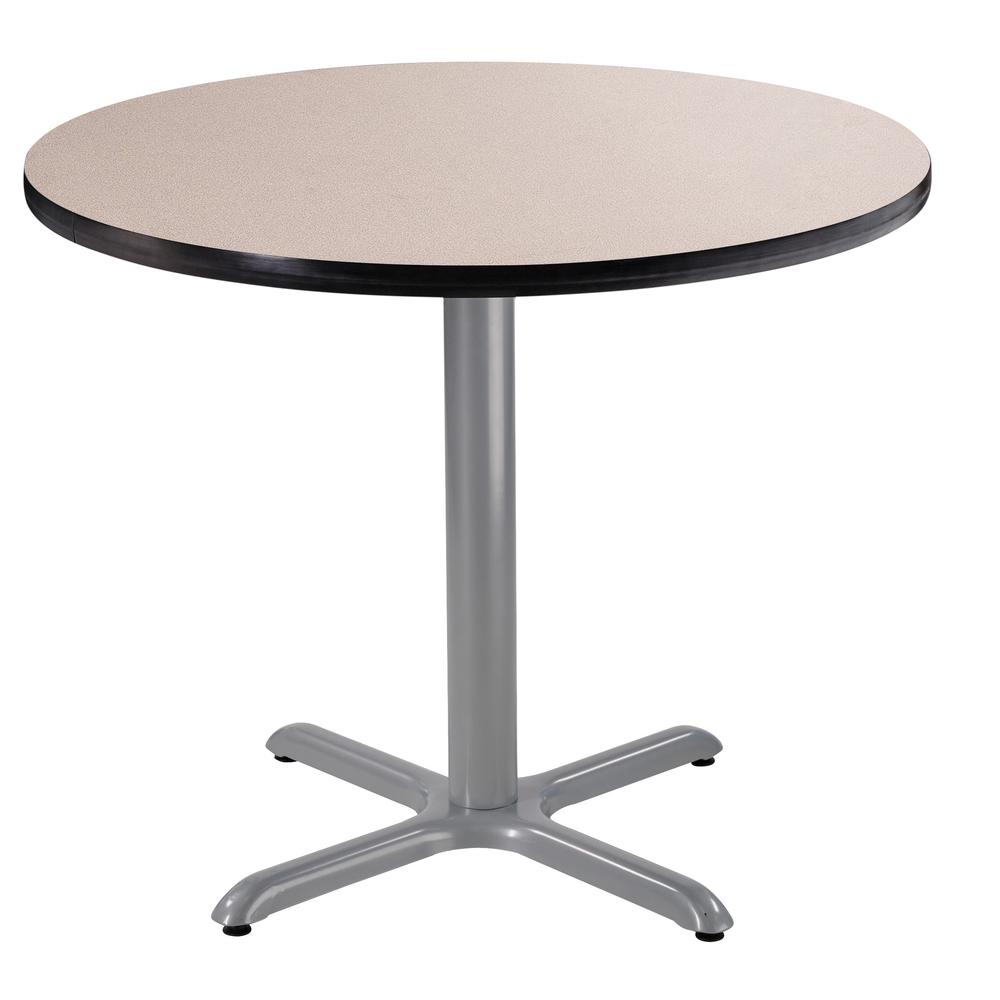 NPS® Café Table, 36" Round, X Base, 30" Height, Particleboard Core/T-Mold, Grey