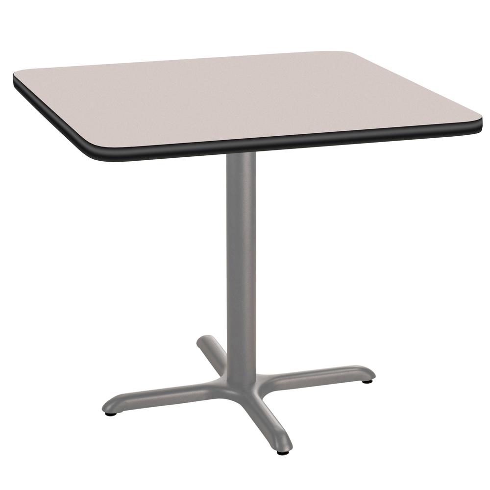 NPS® Café Table, 36" Square, X Base, 30" Height, Particleboard Core/T-Mold, Grey