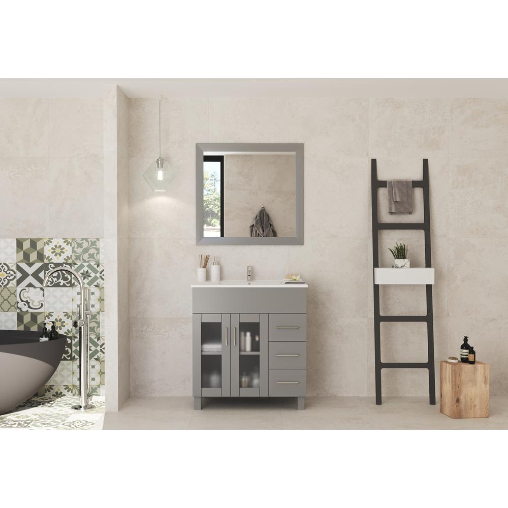 Nova 32 - Grey Cabinet + Ceramic Basin Countertop