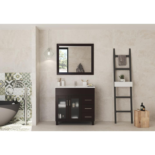 Nova 36 - Brown Cabinet + Ceramic Basin Countertop