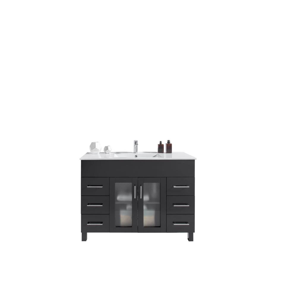 Nova 48 - Espresso Cabinet + Ceramic Basin Countertop