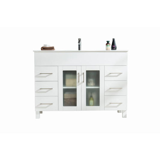 Nova 48 - White Cabinet + Ceramic Basin Countertop