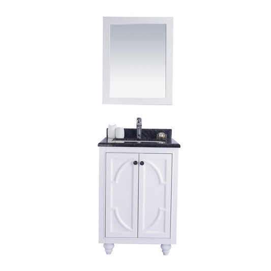 Odyssey - 24 - White Cabinet + Black Wood Marble Countertop