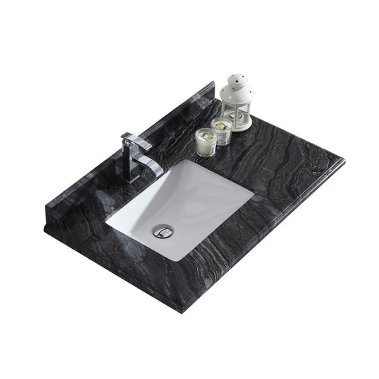 Odyssey - 36 - Black Wood Marble Countertop with Rectangular Sink