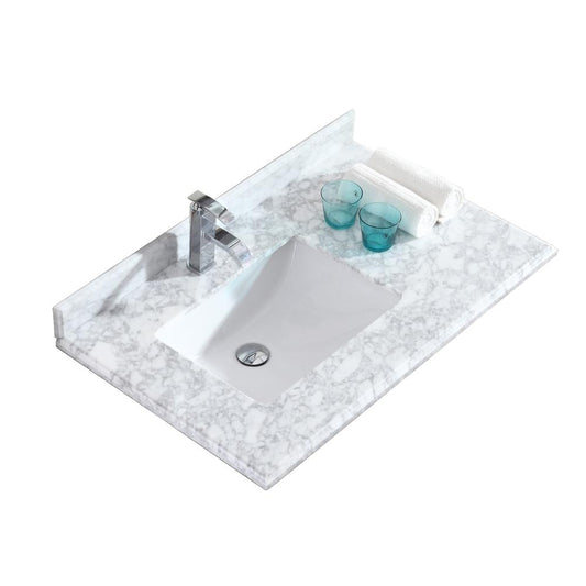 Odyssey - 36 - White Carrara Marble Countertop with Rectangular Sink