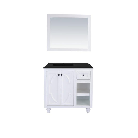 Odyssey - 36 - White Cabinet + Matte Black VIVA Stone Solid Surface Countertop