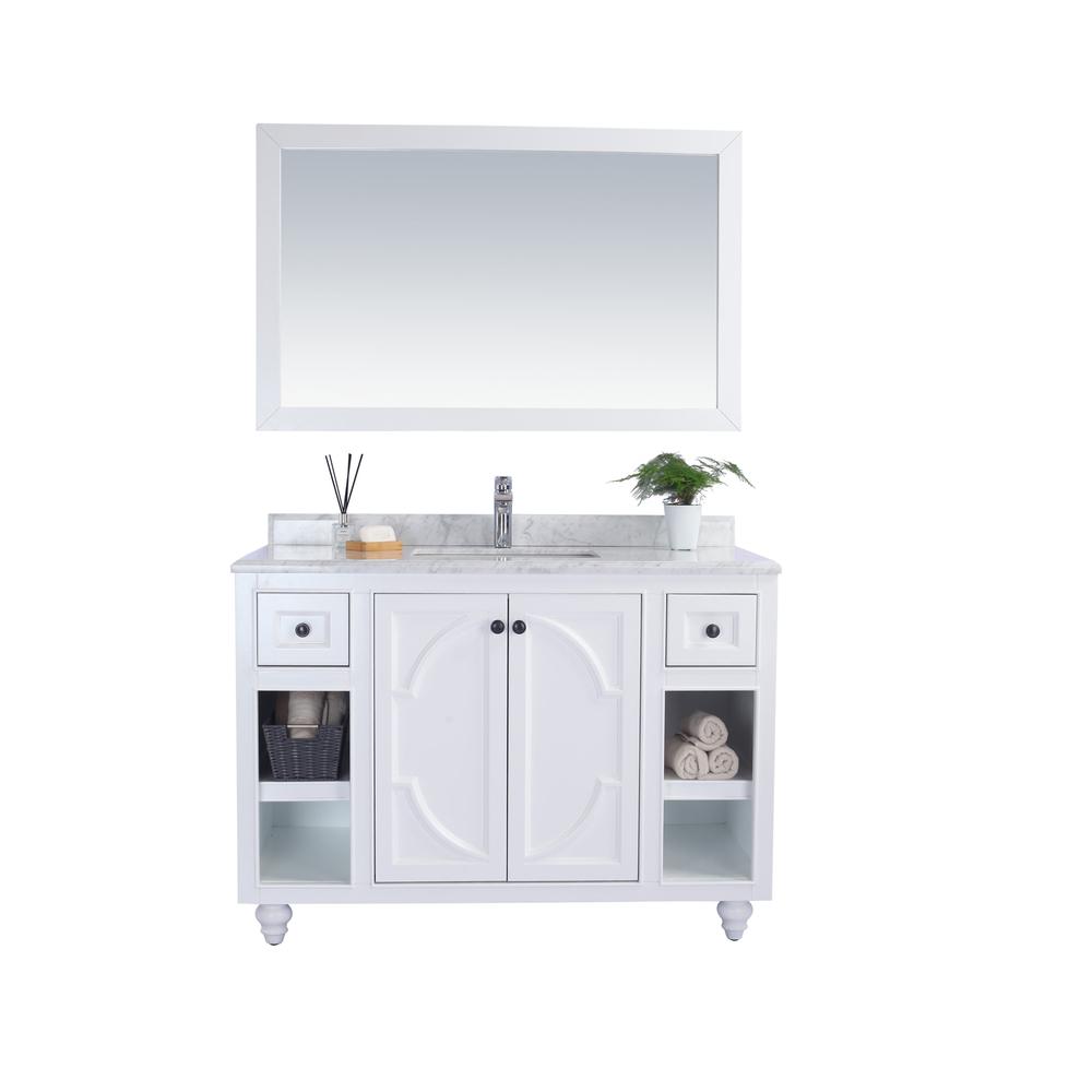 Odyssey - 48 - White Cabinet + White Carrara Marble Countertop