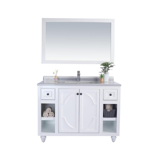 Odyssey - 48 - White Cabinet + White Stripes Marble Countertop