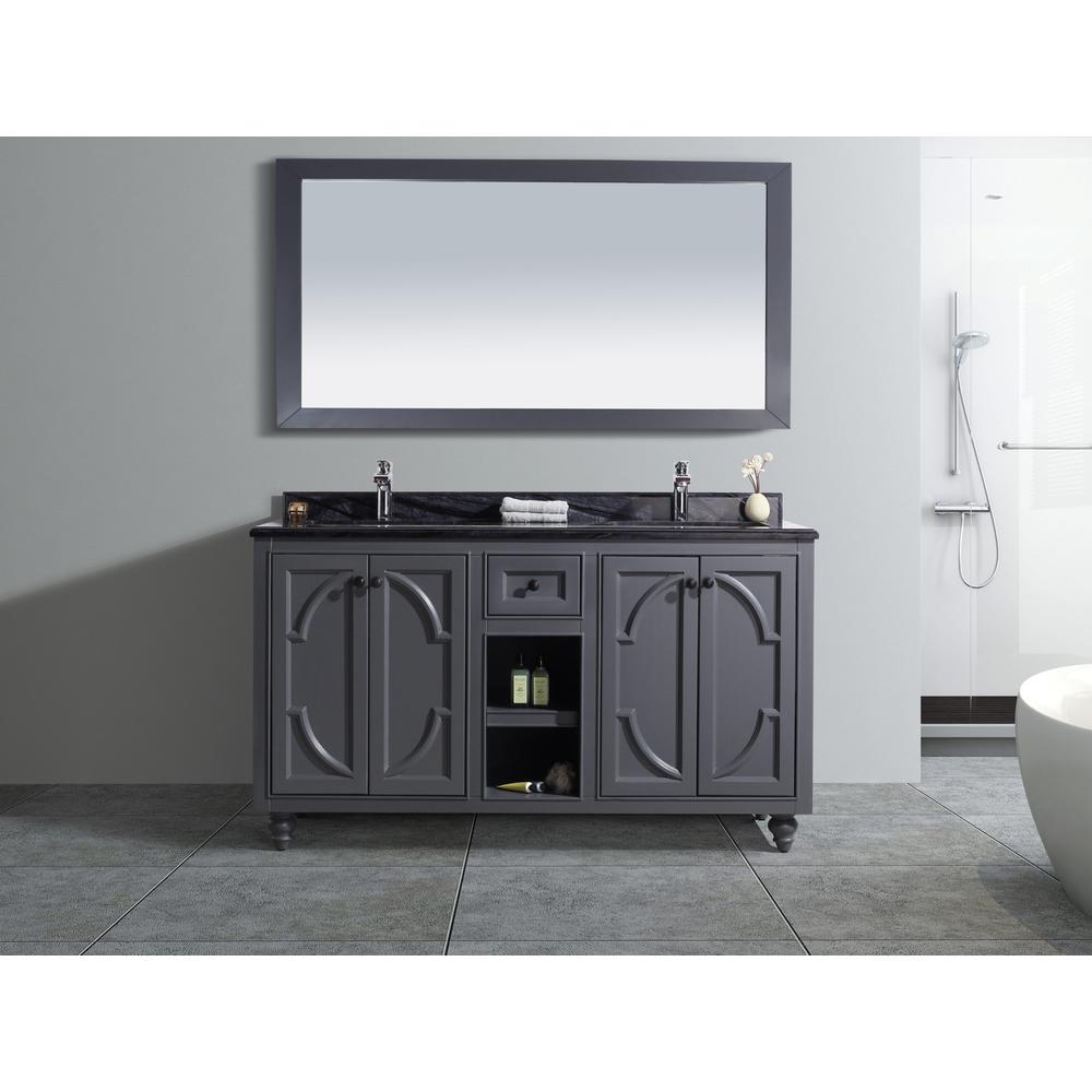 Odyssey - 60 - Maple Grey Cabinet + Black Wood Marble Countertop