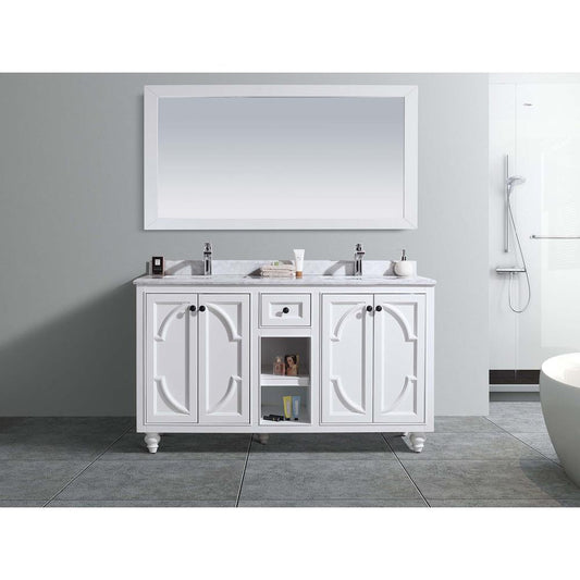 Odyssey - 60 - White Cabinet + White Carrara Marble Countertop