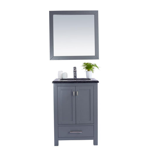 Wilson 24 - Grey Cabinet + Black Wood Marble Countertop