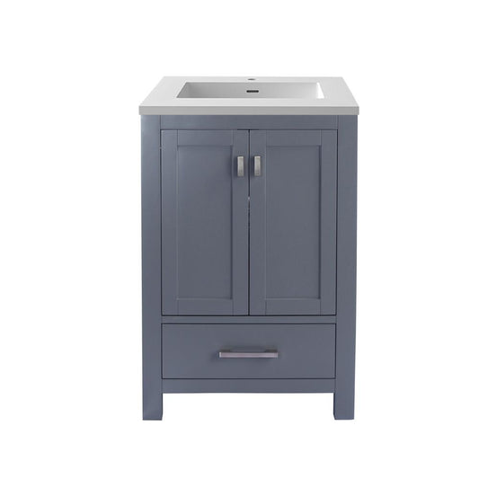 Wilson 24 - Grey Cabinet + Matte White VIVA Stone Solid Surface Countertop