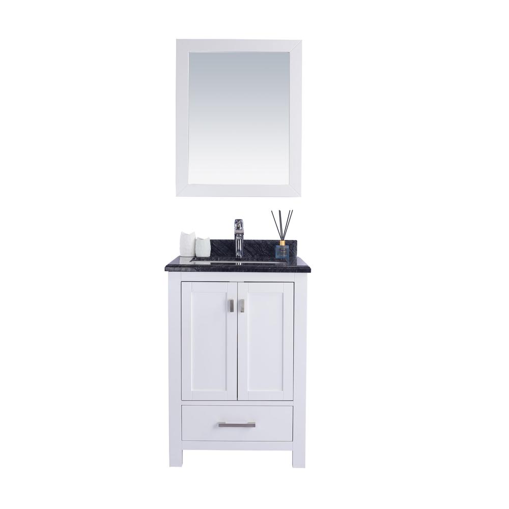 Wilson 24 - White Cabinet + Black Wood Marble Countertop