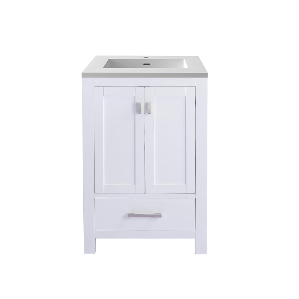 Wilson 24 - White Cabinet + Matte White VIVA Stone Solid Surface Countertop