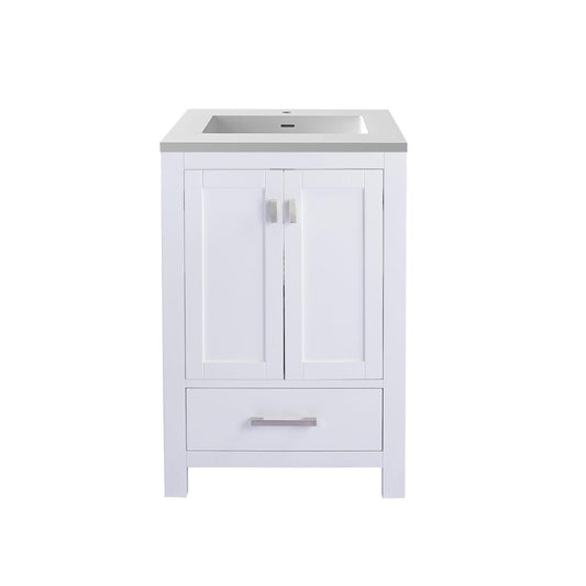 Wilson 24 - White Cabinet + Matte White VIVA Stone Solid Surface Countertop