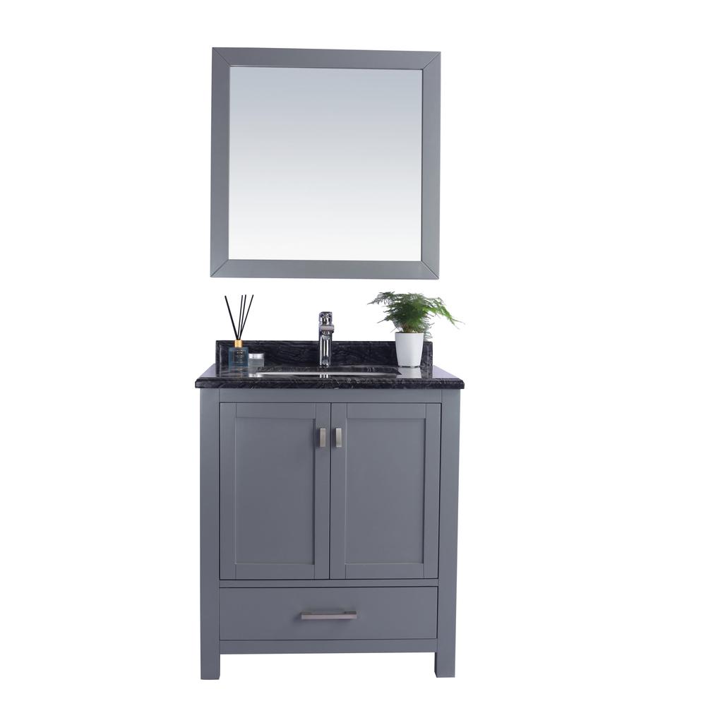 Wilson 30 - Grey Cabinet + Black Wood Marble Countertop