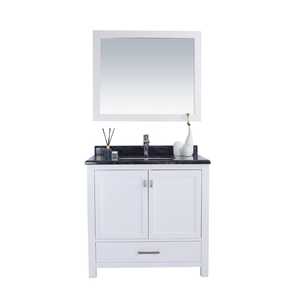 Wilson 36 - White Cabinet + Black Wood Marble Countertop