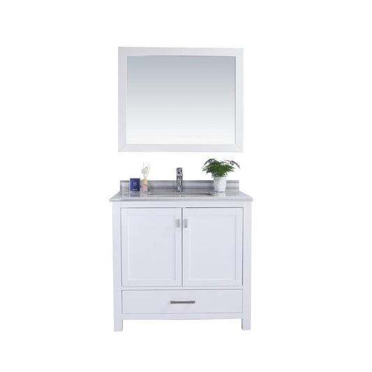 Wilson 36 - White Cabinet + White Stripes Marble Countertop