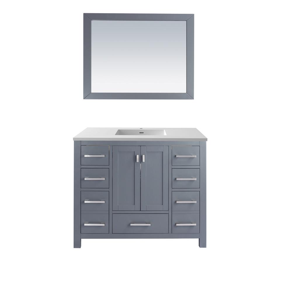 Wilson 42 - Grey Cabinet + Matte White VIVA Stone Solid Surface Countertop