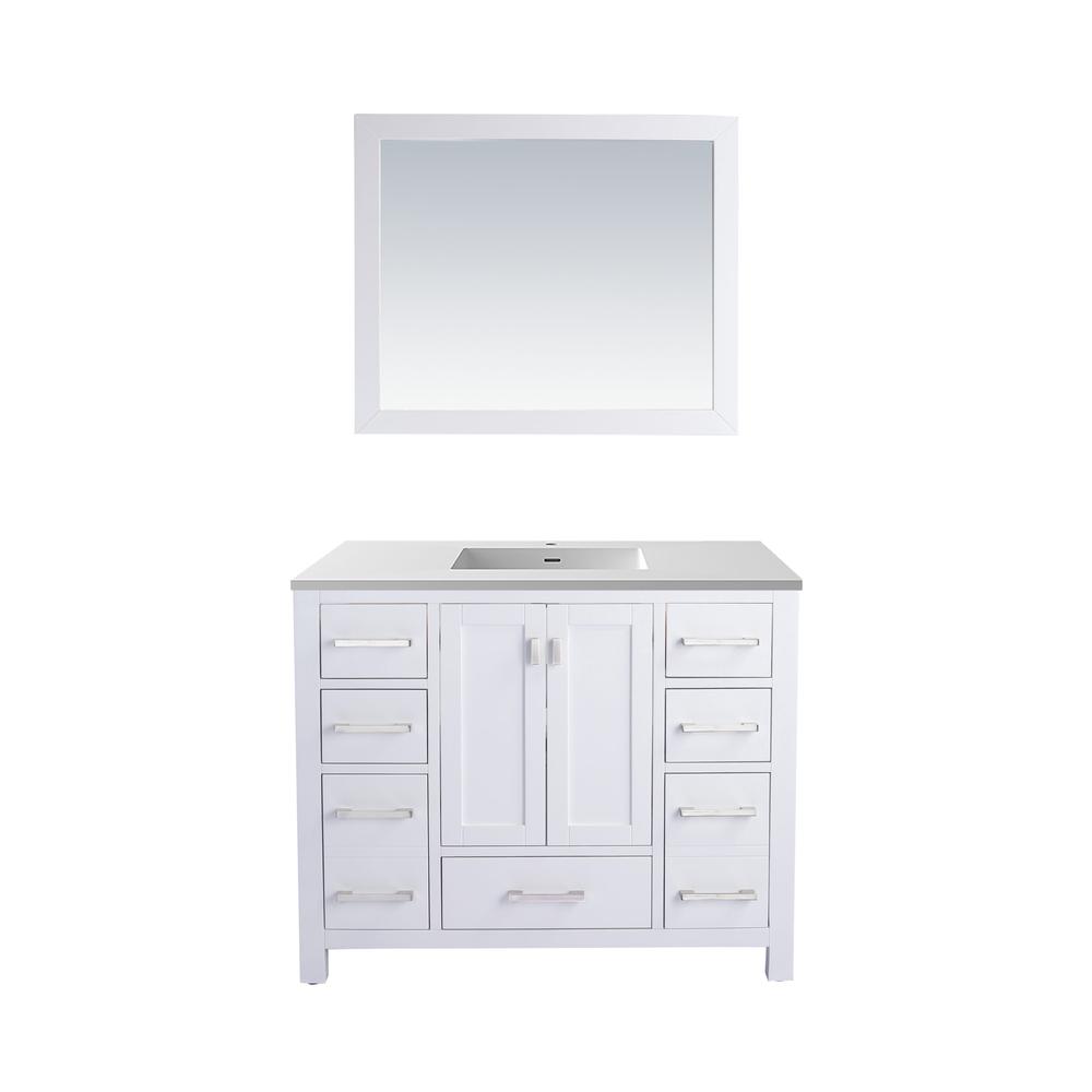 Wilson 42 - White Cabinet + Matte White VIVA Stone Solid Surface Countertop